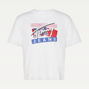 Tommy Jeans dámské bílé tričko Logo Tee - XS (YBR)